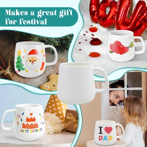 Miniatura 6 de Kit de Pintura de Tazas DIY de Goldentime para Adultos y Niños Incluye Tazas Cerámicas en Blanco para Decorar, Tazas Pintables y Suministros