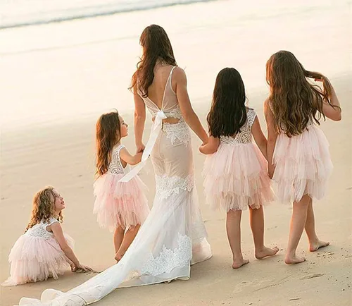 Miniatura 7 de Topmaker Vestido de niña de flores sin espalda acampanado de encaje