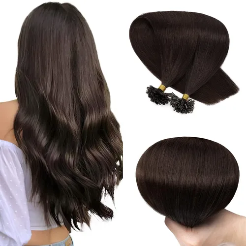Miniatura 47 de SEGO Extensiones de cabello humano con micro cuentas, extensiones de cabello humano con micro bucle, lacio, natural, fusión fría, 1.76 oz/paquete