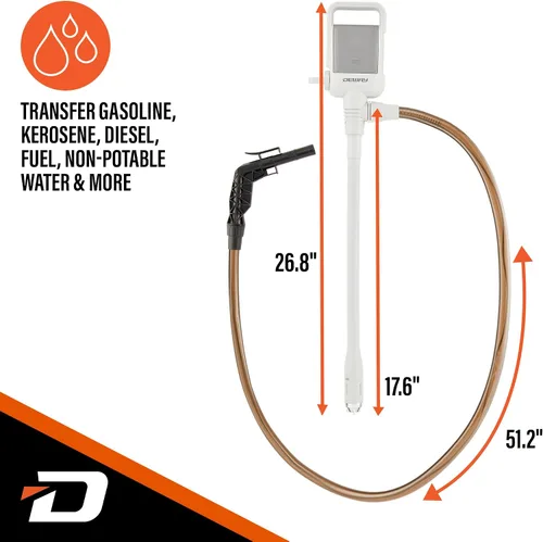 Miniatura 7 de Deway Bomba de batería de transferencia automática de combustible con parada automática y manguera de PVC, bomba de sifón de 2.5 GPM para gasolina