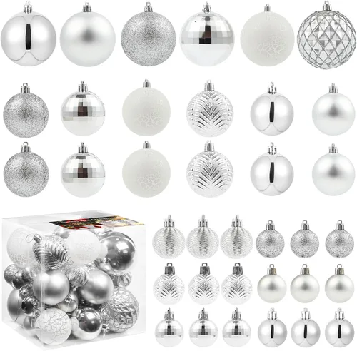 Miniatura 23 de LANGXUN 36 bolas de decoración de árbol de Navidad azul medianoche, bolas de Navidad, decoración de Navidad 2025, adornos de Navidad inastillables