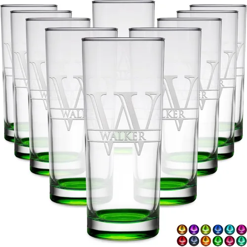 Miniatura 63 de Highball personalizado de 10.5 onzas con fondo negro, vaso Collins alto personalizado, cóctel de bebida mixta recta, inicial con nombre de regalo