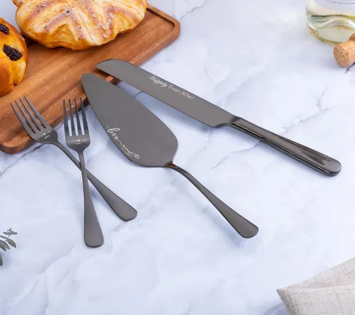 Miniatura 2 de Juego de corte de pasteles para boda y tenedores, juego de cuchillo y servidor para pastel de boda, juego de corte de pastel de boda, regalos