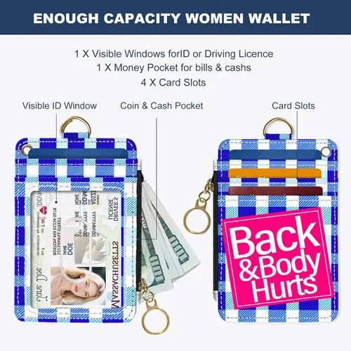 Miniatura 2 de Portafolios delgado Portafolios para tarjetas de crédito, Portafolios RFID para mujer Linda pequeña cartera de bolsillo frontal con cremallera