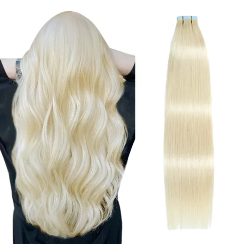 Miniatura 29 de SUYYA - Extensiones de cabello adhesivas de color borgoña; cabello humano 100 % real; extensiones de cabello adhesivas, invisibles, lacias y sin