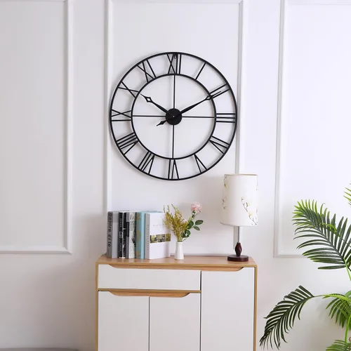 Miniatura 8 de CLXEAST Reloj de Pared Grande de 30 Pulgadas Moderno, de Gran Tamaño con Números Romanos Decorativo de Metal Negro Reloj de Pared para Decoración