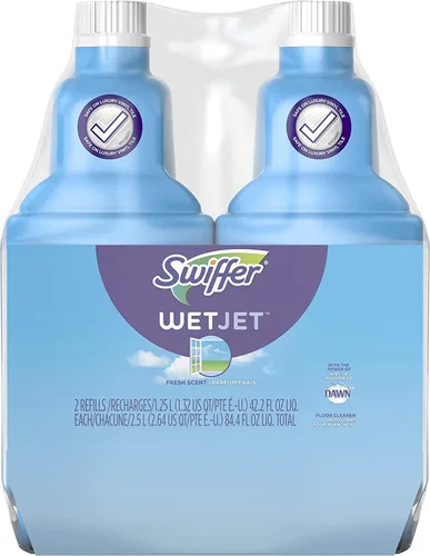 Swiffer Wetjet - Recambios de solución de limpieza y limpieza para suelos de madera dura, producto de limpieza multiusos, aroma fresco de ventana