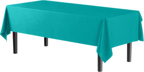 Miniatura 2 de Exquisite 66% Thicker Premium Plastic Table Cloth Rectangle Table Cover 0.5 Mil 6 Pack Aqua Table Cloth 54 Inch x 108 Inch Disposable Tablecloth