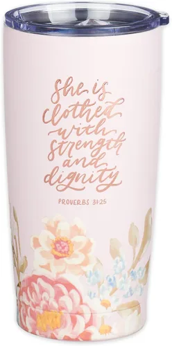 Miniatura 12 de Christian Art Gifts - Vaso de viaje de acero inoxidable de 18 oz con doble pared aislante al vacío con versículo bíblico, gris, con tapa retráctil