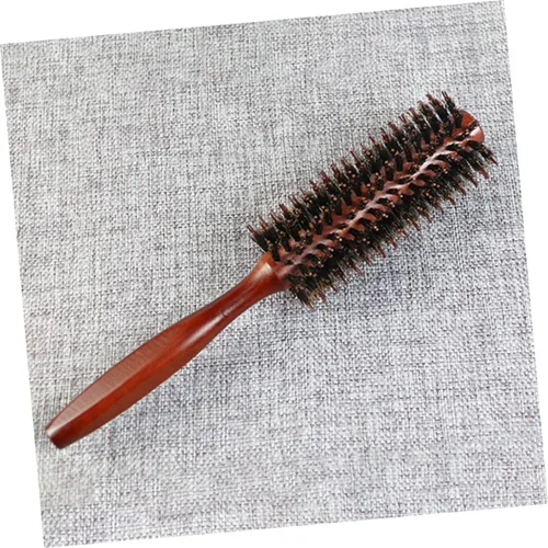 Miniatura 3 de FRCOLOR Cepillo de pelo redondo peine para las mujeres de sarga mango de madera de secado de pelo peinado herramienta de rizado color al azar