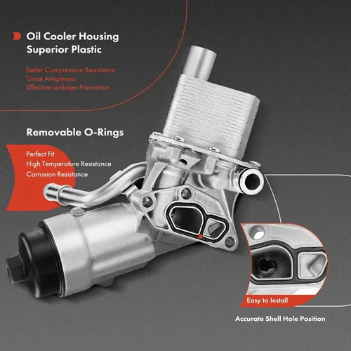 Miniatura 4 de A-Premium Enfriador de Aceite del Motor y Conjunto Adaptador de Carcasa del Filtro de Aceite con Juntas Compatible con Vehículos Buick, Chevy -1.4L
