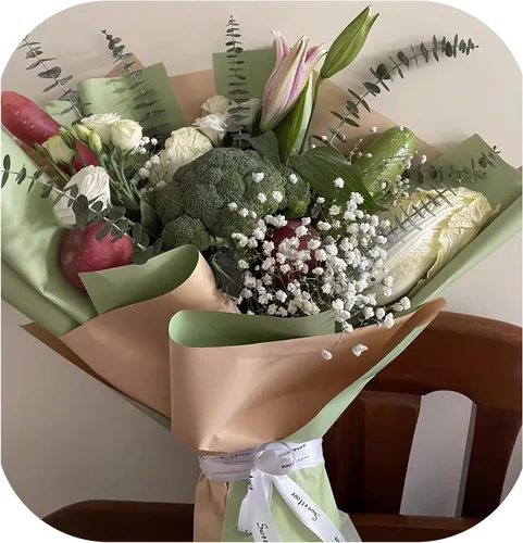 Miniatura 7 de Featuman Papel de regalo floral impermeable, 22 x 22 pulgadas, papel de doble cara para ramo de flores frescas, embalaje de regalo, suministros