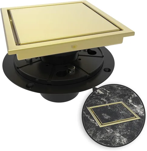 Miniatura 10 de WEBANG - Drenaje de ducha cuadrado de 6 pulgadas cepillado con brida reversible de 2 en 1, cubierta extraíble con inserto de azulejos, rejilla