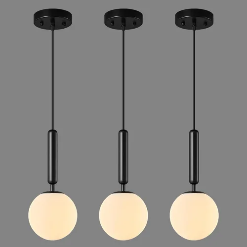 Miniatura 17 de Lámpara Colgante Moderna Accesorio de Iluminación Colgante para Isla de Cocina Luces Colgantes Doradas de Mediados de Siglo con Globo de Vidrio Oro