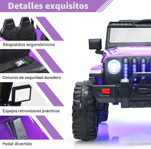 Miniatura 4 de INFANS Camión de paseo para niños con control remoto de 2.4 G, autos eléctricos con batería de 12 V para niños con 3 velocidades, pantalla de Púrpura