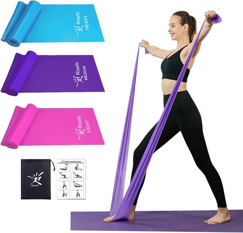 Miniatura 7 de Juego de bandas de resistencia planas para terapia, sin látex, bandas elásticas planas para ejercicio, flexibilidad, pilates, yoga, ballet