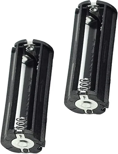 3 x 1,5 V AAA Cilíndrico Batería Protectora Soporte de Cove para linterna antorcha, paquete de 2, negro (cabeza plana negro)