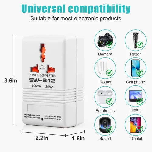 Miniatura 2 de Convertidor de voltaje de 110V a 220V elevador y reductor de potencia conversión bidireccional transformador convertidor de voltaje para viajes, RV