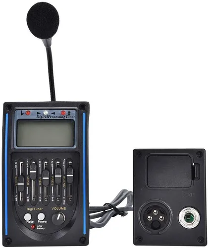 Miniatura 6 de Alomejor Preamplificador de guitarra acústica, ecualizador de 5 bandas con sintonizador digital LCD, preamplificador de estudio para músicos