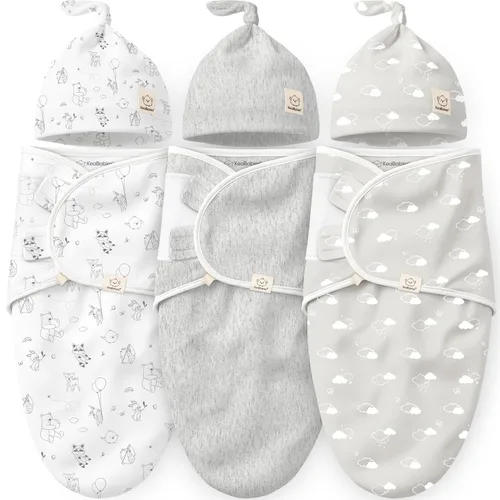 Miniatura 19 de KeaBabies Paquete de 3 mantas envolventes para recién nacidos, niñas, niños con gorros - Sacos de dormir suaves y orgánicos para bebés, juego