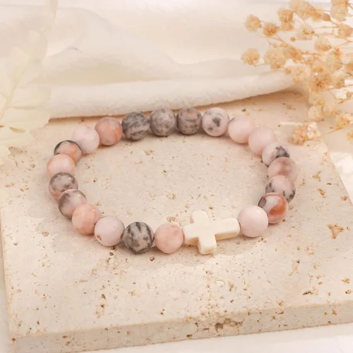 Miniatura 5 de JoycuFF Christian Gifts for Women Inspirational Gift Cross Bracelet for Women Natural Stone Bracelet for Women First Communion Confirmation Baptism