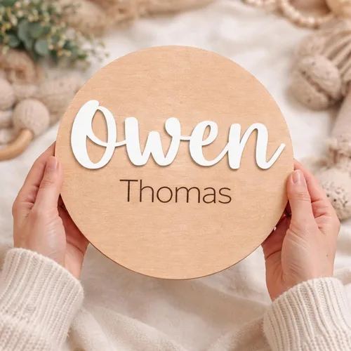 Miniatura 9 de Letreros de madera de lujo personalizados con nombre de bebé, bebé próximamente, regalos de bienvenida recién nacido para niño o niña, estilo 01