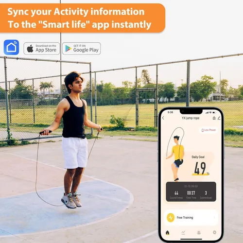 Miniatura 5 de Cuerda de saltar con contador y aplicación, cuerda de saltar de velocidad rápida sin enredos para fitness, ejercicio en casa, entrenamiento, regalos
