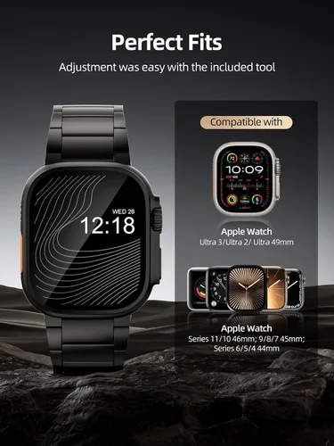 Miniatura 4 de LULULOOK Titanium Ultra 3 Watch Band - Grade 2 Titanium Metal Band for Men, Compatible with Apple Watch Ultra 3/ Ultra 2/ Ultra 49mm, Series 11/10