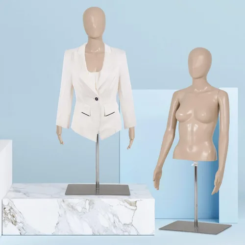 Miniatura 5 de Maniquí de forma de vestido femenino de la naturaleza, altura ajustable de 39-56 pulgadas, brazos desmontables, base de metal
