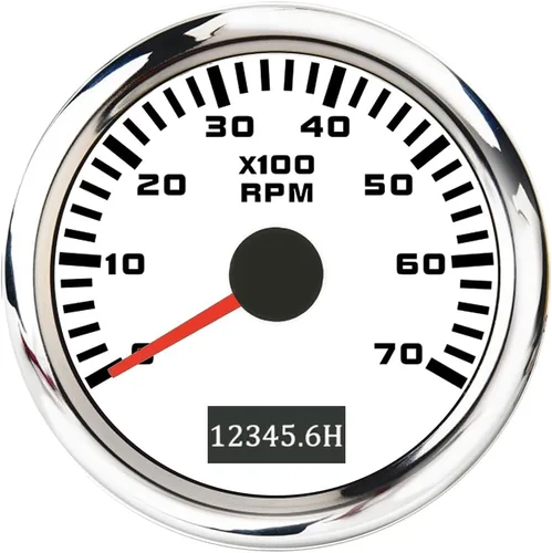 Miniatura 14 de ELING 52mm Generador 3000RPM Tacómetro con medidor de horas 12V 24V con retroiluminación roja Negro+Negro