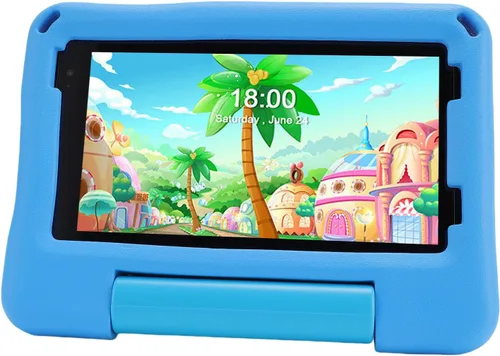 Miniatura 2 de PUSOKEI Juguetes de tableta de 7 pulgadas, tableta de educación de 2 cámaras frente al software instalado para el hogar (azul)
