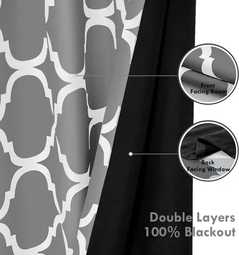 Miniatura 2 de Melodieux Cortinas opacas marroquíes de 63 pulgadas de largo para dormitorio, sala de estar, cortinas forradas con aislamiento térmico que bloquean