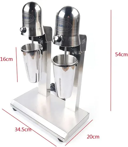 Miniatura 2 de Máquina de batido de leche, Mezclador comercial de doble cabezal de batido, Máquina de batido de leche de acero inoxidable 560w, Mezclador de leche