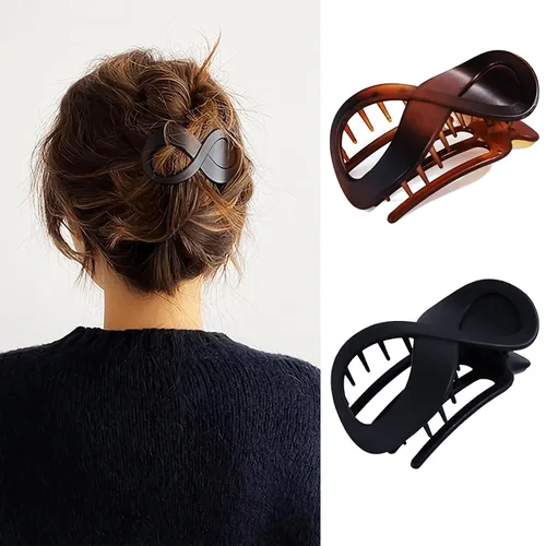 Miniatura 9 de 2 Pcs Flat Hair Clips Acrylic French Concord Banana Clips for Thick Thin Hair - Strong Grip No Slip Claw Clips for Women (Amber & Black)