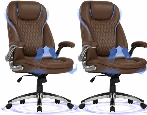 Miniatura 14 de Silla de oficina ejecutiva, silla ergonómica de escritorio para computadora, silla de cuero con respaldo alto con brazos abatibles acolchados, silla