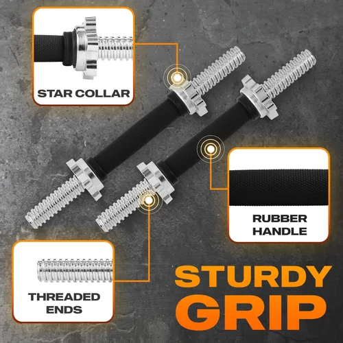 Miniatura 3 de Yes4All Threaded Dumbbell Handles, Adjustable Dumbbell Bar Pair, 14/16/18/24-Inch Sizes, Fits 1" or 1.15" Plates, Non-Slip Grip, Secure Star-Lock