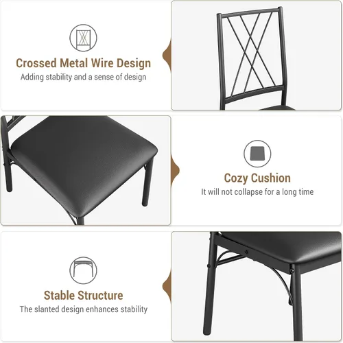 Miniatura 8 de Juego de mesa de comedor para 4 mesas de comedor y sillas modernas, juego de 4 sillas para 4 con banco de madera para comedor, comedor, juego