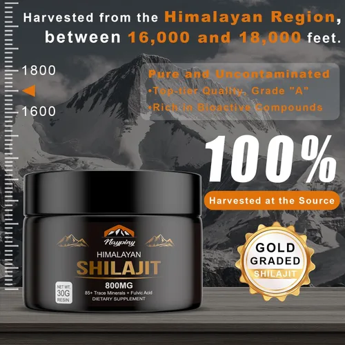 Miniatura 8 de Shilajit Resina Orgánica Pura del Himalaya - 800mg Resina Shilajit Grado Oro con Ácido Fúlvico y Más de 85 Complejo de Oligoelementos para Energía