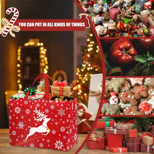 Miniatura 6 de DULEFUN 20 piezas de bolsas de regalo de Navidad, bolsa de regalo de Navidad no tejida reutilizable grande, mediana, pequeña, bolsas de compras