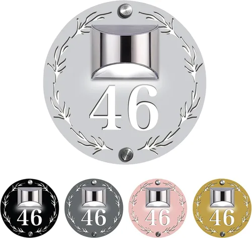 Miniatura 18 de Placa solar personalizada con números de casa, placa LED moderna para puerta, letrero acrílico para casa de jardín, montaje en la pared para casa