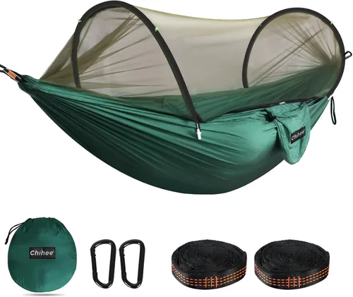 Miniatura 14 de Chihee - Hamaca ultraligera de camping para viajes, con red emergente, capacidad de carga de 299 kg, de nailon paracaídas transpirable y de secado