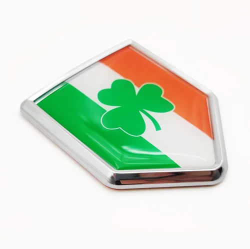 Overdecor Calcomanías de bandera de trébol de Irlanda, emblema de automóvil, trébol irlandés, accesorios de automóvil, decoraciones de bandera de