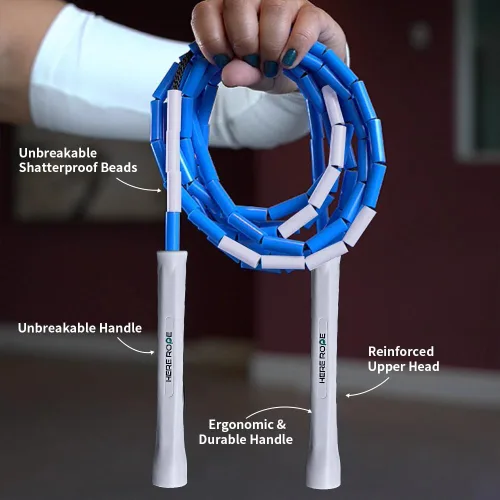 Miniatura 5 de Cuerda de saltar con cuentas, asas irrompibles y cuentas inastillables para un mejor entrenamiento físico, cuerdas de saltar ajustables para adultos