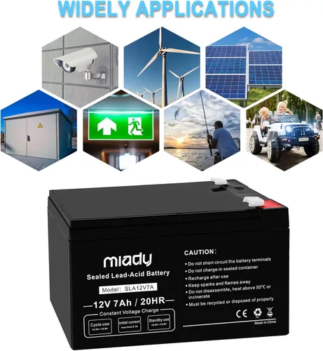 Miniatura 7 de Miady Batería de ácido plomo sellada recargable de 12V 7Ah (1 paquete)