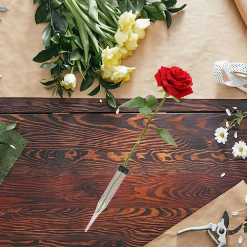 Miniatura 5 de 50 tubos de agua florales con púas de anclaje, tubo de nutrición de flores de plástico, tallos de flores, tubos de agua para flores frescas