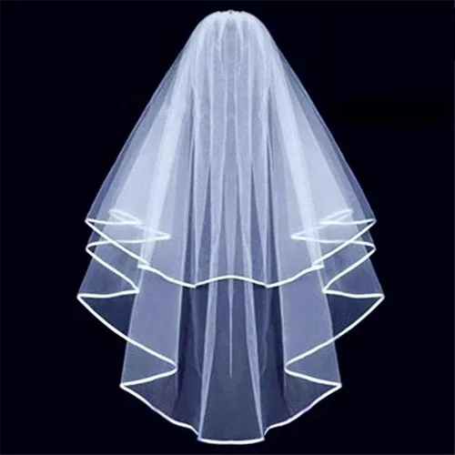 WSSBK Bride's - Velo de novia de color blanco marfil, velo corto de dos capas con peine, accesorios de boda para novia (color A, tamaño talla única)