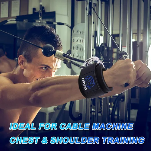 Miniatura 5 de Muñequeras para entrenamientos de máquina de cable, correas acolchadas con anillos en D reforzados para entrenamiento de fuerza, sistemas de polea