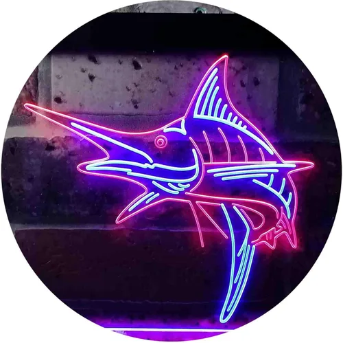 Miniatura 10 de ADVPRO Marlin Fish Room Man Cave Dual Color LED Neon Sign Blue & Red 12 x 8 Inches st6s32-i3723-br