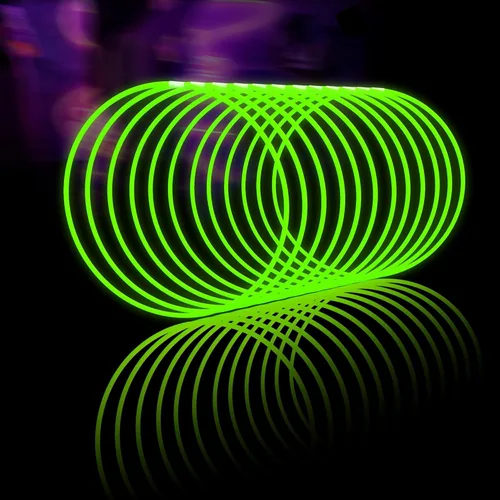 Miniatura 12 de Glow Fever Glow Sticks - Collares brillantes a granel de 100 unidades de 22 pulgadas con conectores, palos de luz de neón para fiestas, festivales