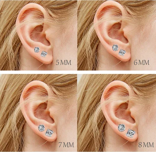 Miniatura 5 de ADAIER 2 pares de aretes magnéticos de acero inoxidable para hombres y mujeres, circonita cúbica sin perforación, hipoalergénicos de 0.23 a 0.31